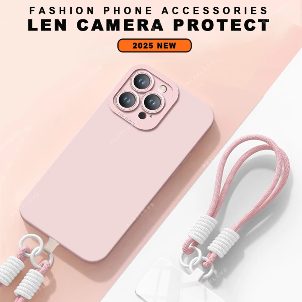 Lanyard Phone Case with Liquid Silicone Strap – Soft Protector Cover