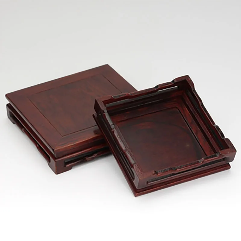 Mahogany Red Acid Twig, Ming Style Square Rectangular Base, Antique Bonsai, strange Stone, Vase, Teapot, Jade Base, Ornaments