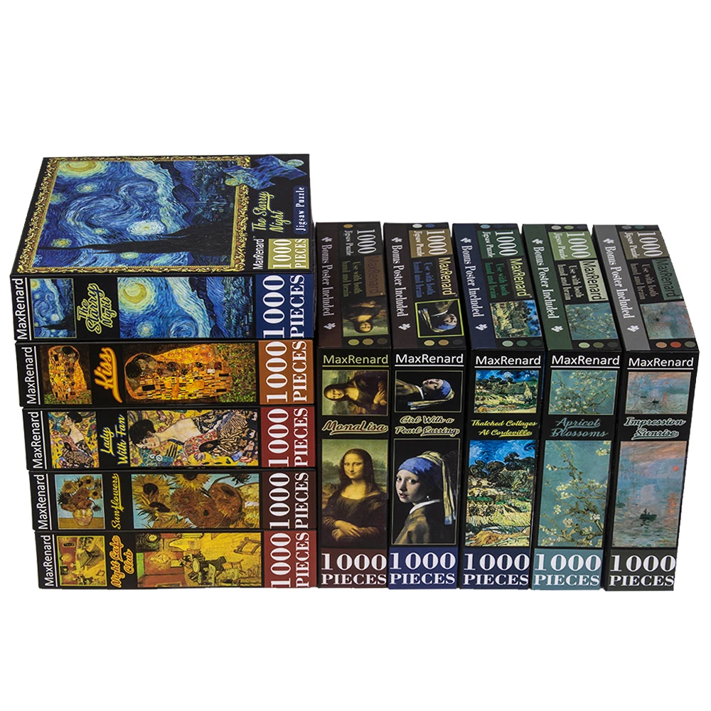 MaxRenard Puzzle 1000 Teile – „The Kiss“ Von Klimt, Kunst-Puzzle, 68x49 Cm, Mit Poster
