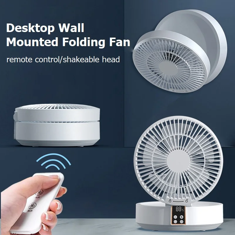 

New Remote Control Fans Desktop Portable Camping Electric Fan Rechargeable Folding Air Cooler Wall-mounted Mute Floor Fan
