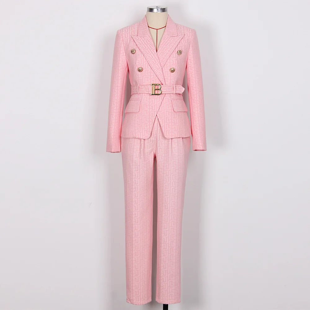 

Autumn And Winter 2022 New Fashion Commuter Double Breasted Top Jacquard Fabric Professional Temperament Women's Suit