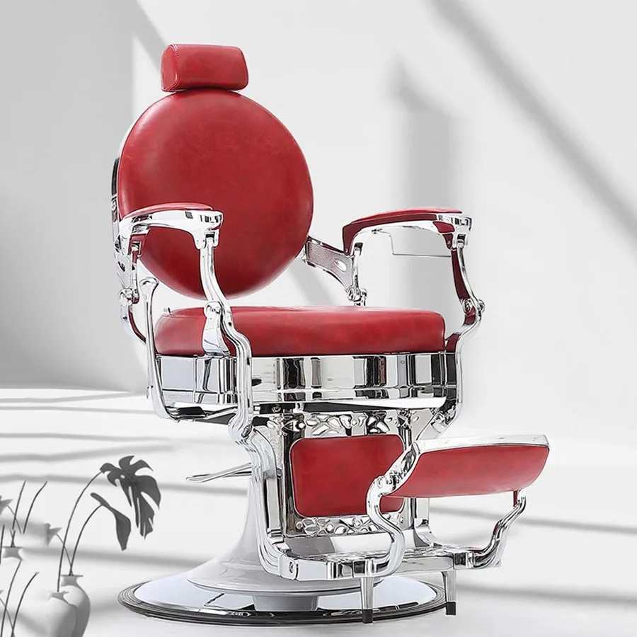 Vintage Barber Chair Red Silver Tool Portable Professional Barber Chair Mobile Luxury Footrest Legs Euro Style Sandalye Chairs 2 pcs clamp sinking office chair plumbing tools steel saver chairs practical tool