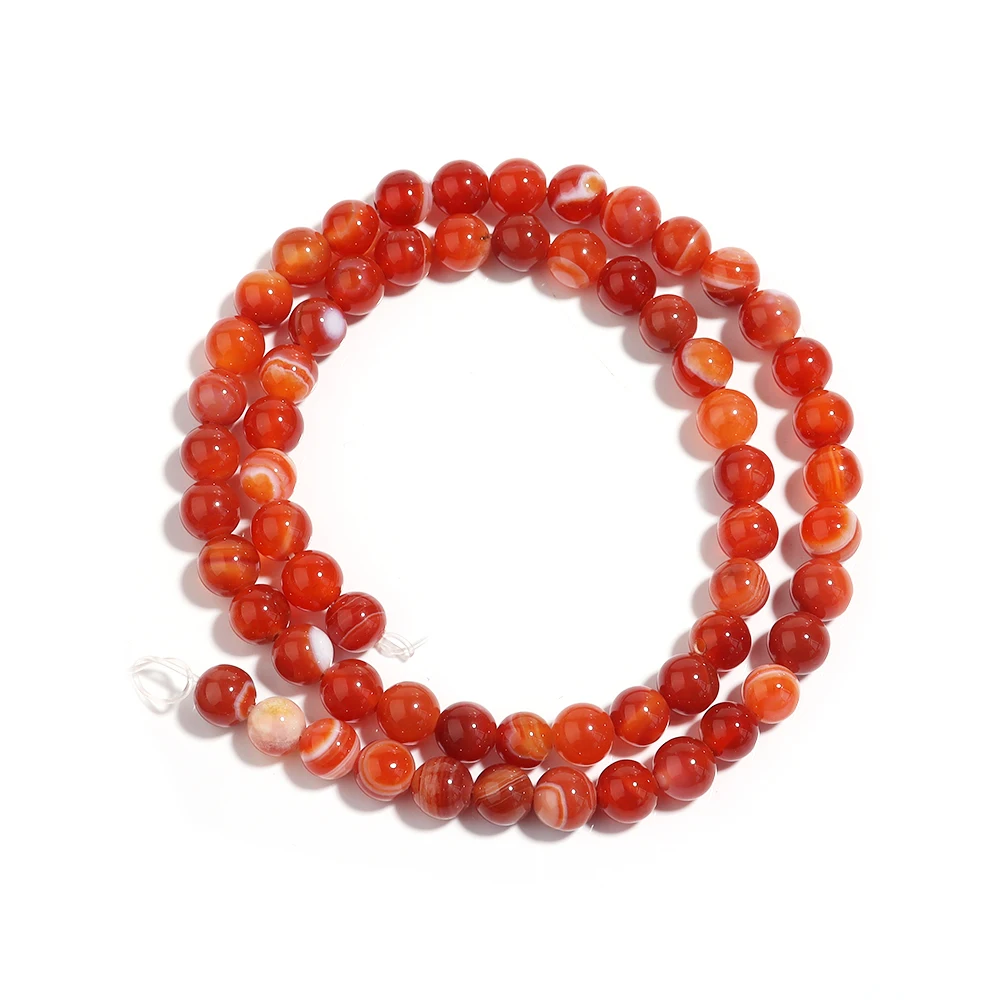 4 6 8 10 12 mm natürliche rot gestreifte Achatperlen runde lose Steinperlen für Schmuckherstellung DIY Handwerk Armbänder Halskette Zubehör – Detail 13