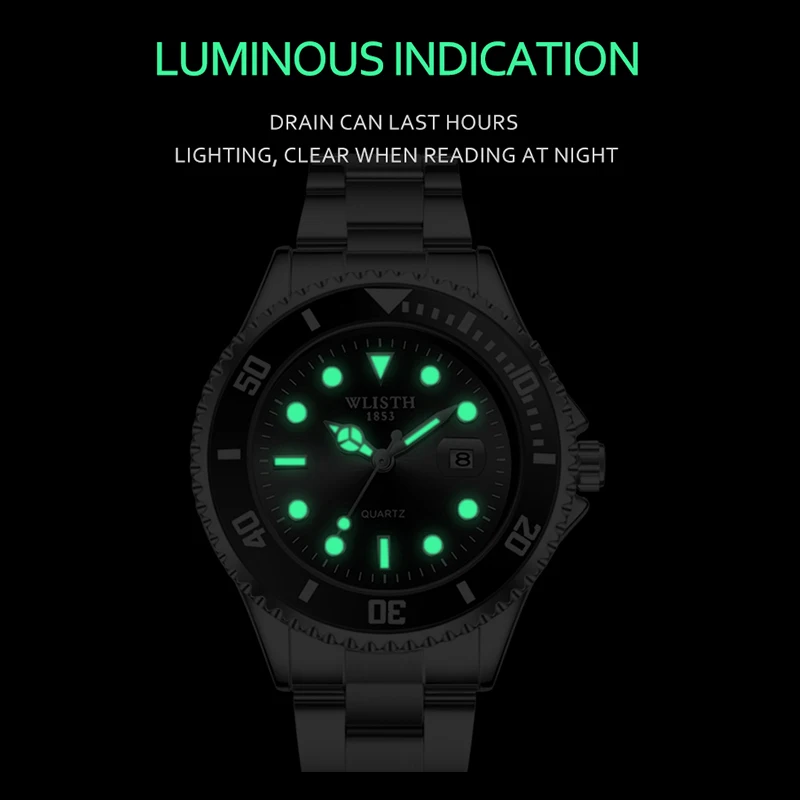 Quartz Watch for Women Waterproof Luminous Luxury Stainless Steel Enlarge Date Rotating Dial Elegant Women's Wristwatch Reloj
