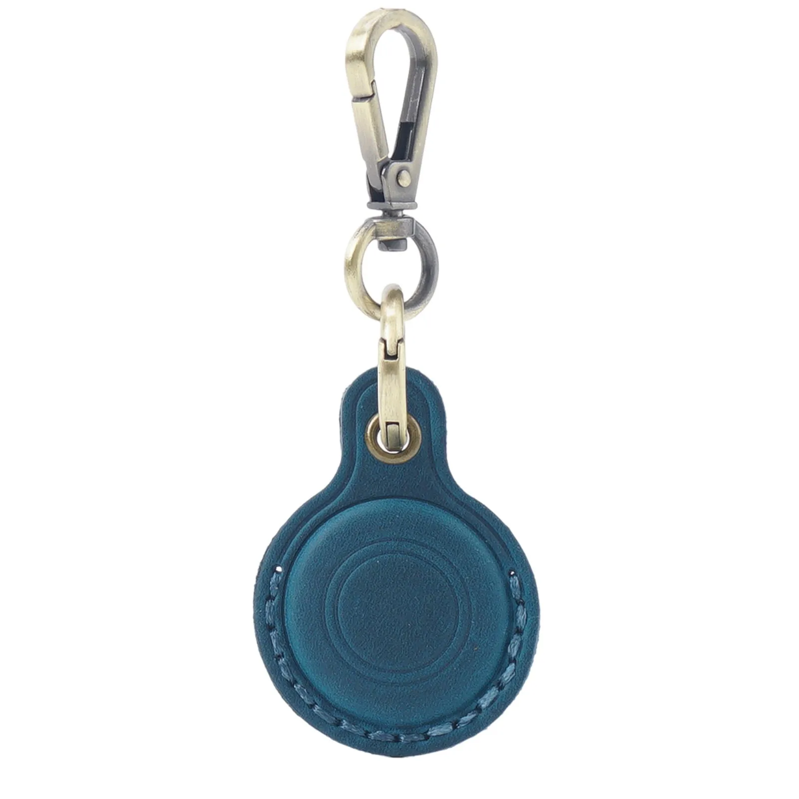 Elegant Leather Keychain Holder Case - Stylish GPS Tracker Cover with Key Ring