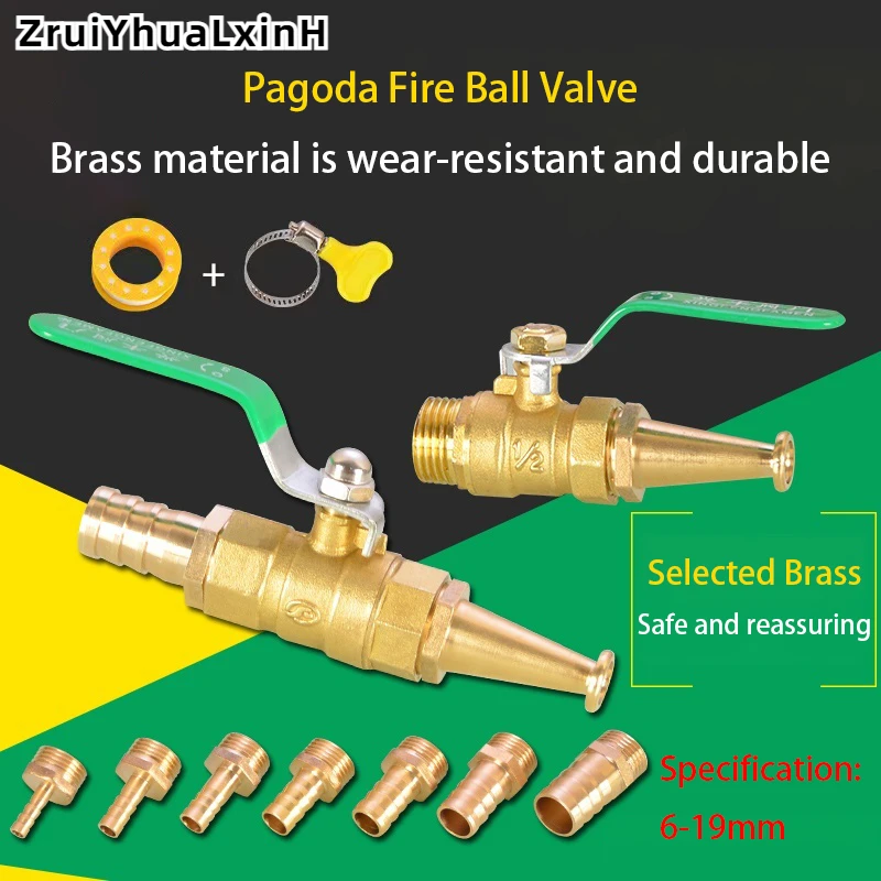 

Fire Reel Hose Connector Switch Gun Head 1/2IN Teeth Copper Ball Valve Pagoda Head Tip Nozzle Spray Gun Accessories