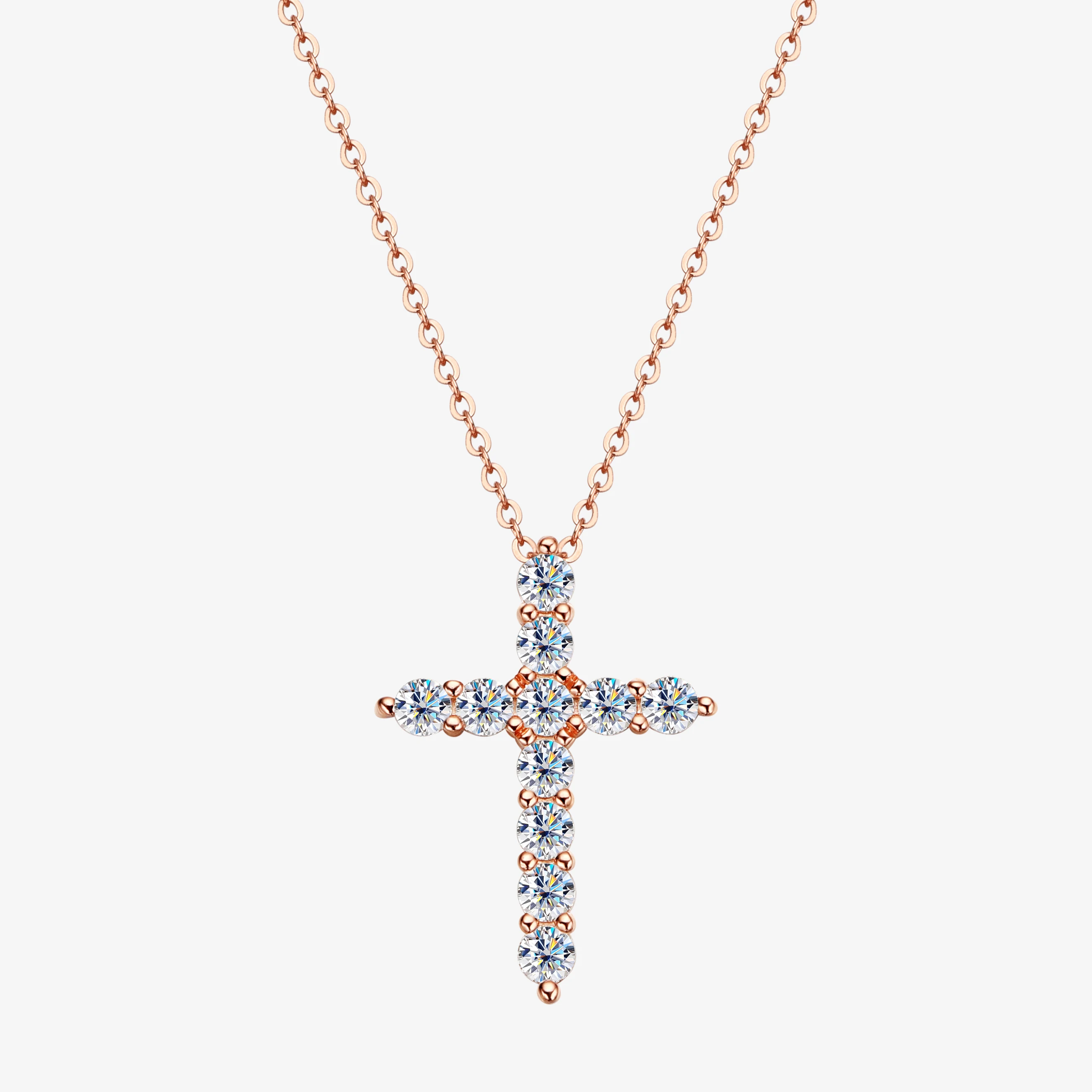 Pendant Necklace OEVAS Real 3mm moissanite 100% 925 Sterling Silver Sparkling Cross Pendnat Necklaces For Women Party Fine Jewelry Gift