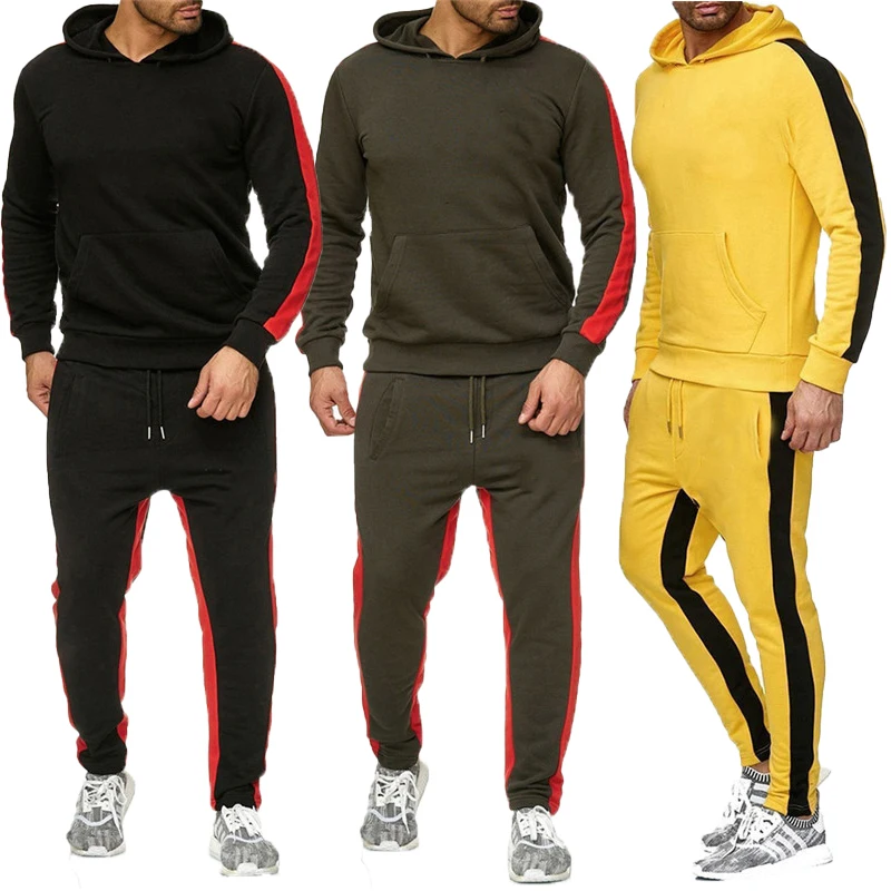 

Fashion Men Hoodies Pants 2Pcs/Sets Sweatshirt Sweatpants Male Gyms Fitness Tops Trousers Joggers Sportswear Tracksuits