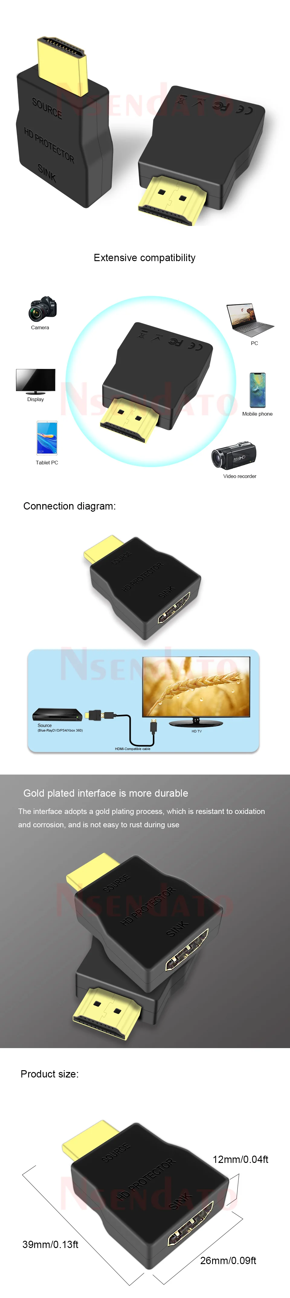 Mini Portable HD Surge Protector for ESD Lightning Surge Protection HDMI-Compati