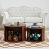 Modern Round Coffee Table Set of 2 with Storage Compartment and Sliding Door, Side End Accent Table for Living Room, Bedroom 4