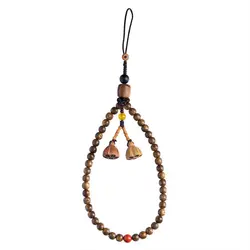 Vintage Beaded Wood Wrist Strap for Mobile Phones - Retro Charm and Style Accessory (Wood)