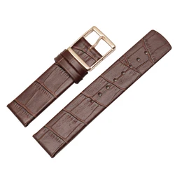 Leather Pin Buckle Watch Strap - 18mm (ZBrown - Rose Gold)