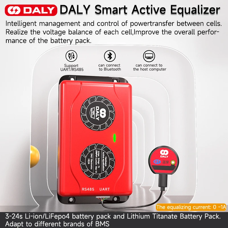 Dalywholesale Smart Bms Balanceador Ativo Lifepo4 16s Equalizador 1a Li-ion Bms Balancer de Bateria 3s 4s 12v 7s 8s 24v 10s 12s 14s 20s