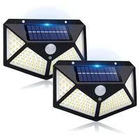 Lampe solaire murale à détecteur de mouvement PIR 100 LED, lampe solaire extérieure, étanche, alimentée par énergie solaire, lampe de rue, décoration de jardin 1
