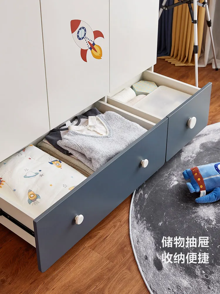 Modern simple children's wardrobe household bedroom small three-door wardrobe