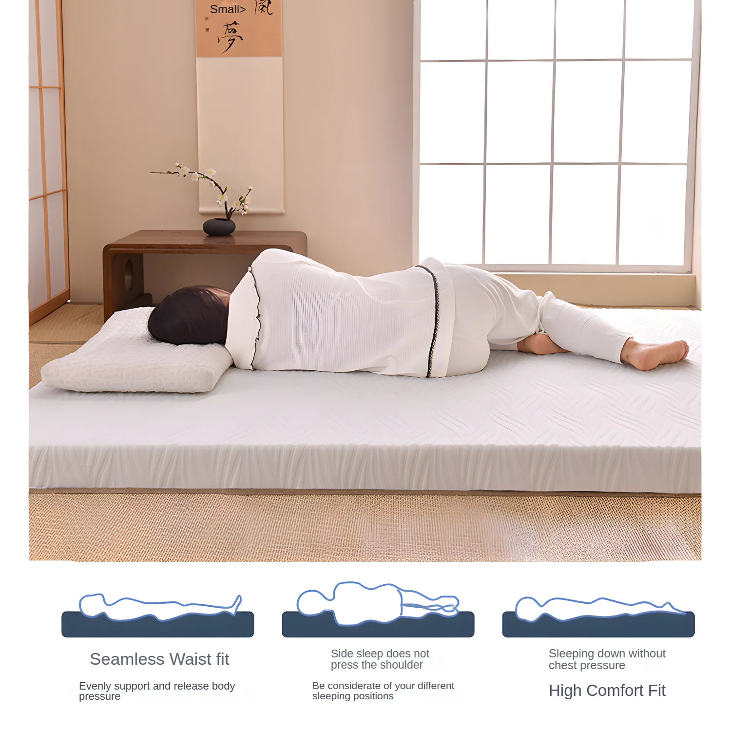 3.1 Inch Queen Memory Foam Mattress Topper Cooling Gel Bed Topper with Removable Cover Soft & Pain Relief & Breathable mattress topper