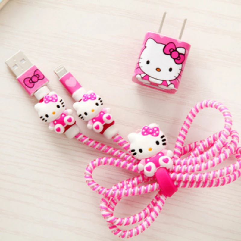 

Hello Kitty Anime Cable Bite Protector Wire Winder Cute Data Line Cord for Iphone8/xr/xsmax USB Charging Protective Cover Winder