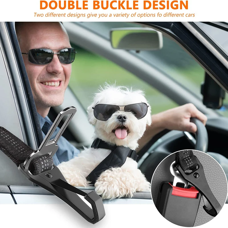 Dog Seat Belt Pet Seat Belt Bungee 2 In 1 Latch Bar Attachment Elastic Reflective Vehicle Travel