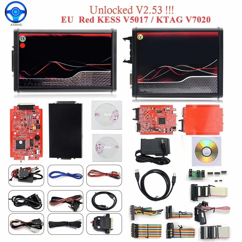 Unlimited 2.80 Eu Red Ktag V7.020 4 Led 2.25 Sw Online Kess V5.017 K-Tag 7.020 Master Kess 5.017 Obd2 Tuning Ecu Programmer