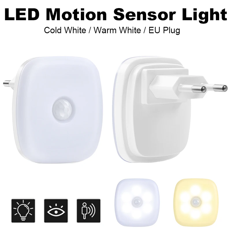 

Night Light EU Plug PIR Motion Sensor LED Lamp 220V Induction Lamp Bedside Light For Home Children Hallway Pathway Lighting 110V