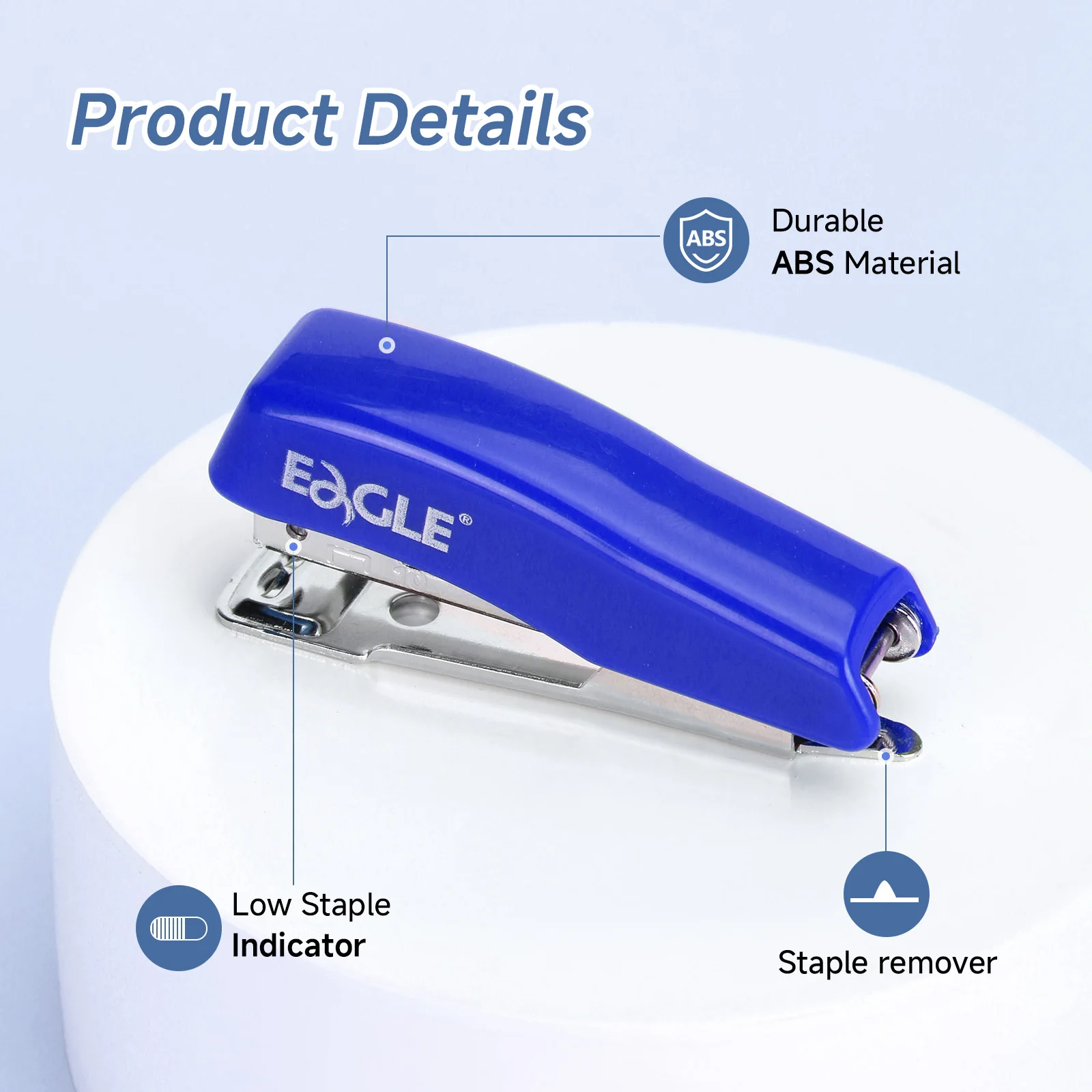 스테이플 제거기가 내장된 EAGLE 미니 스테이플러, ABS 플라스틱, 스테이플 1000개 포함, 사무실, 가정, 학교용 컴팩트 사이즈
