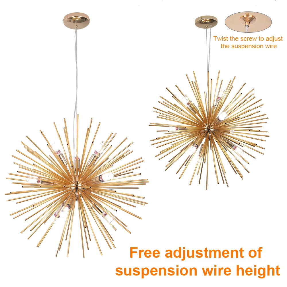 Led Firework Gold Chandelier Modern Pendant Light Ceiling Lamp Dining Room Kitchen Island Nordic Luminaire Home Decor Fixture