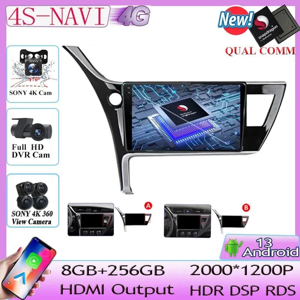 

Qualcomm Snapdragon Android 13 Car Radio For Toyota Corolla 11 Auris E180 2017 -2019 Autoradio Multimedia Player navigation 2din