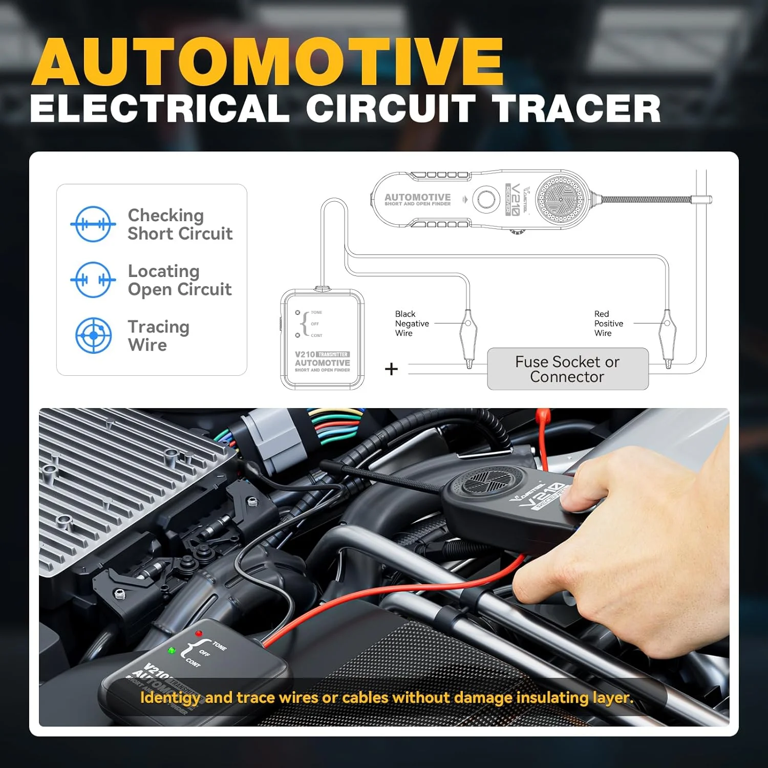 Probador De Circuito, Buscador De Circuito Abierto Corto Automotriz, Detector De Cable Rastreador De Cable Para Reparacion De Diagnostico De Coche Rastreo De Cable Identificacion De Cable