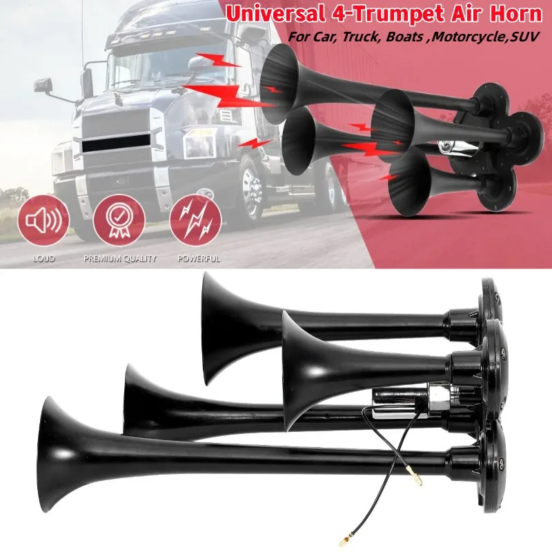 178DB Super Loud Car Horn 12V Four Trumpet Electronically Controlled Vehicle  Car Air Horn for Car Truck Boat Motorcycle - AliExpress