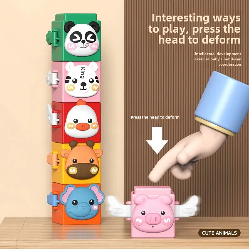 Fun Animal Stacking Toys For Kids Baby Early Education Press Assembly Preschool Learning Playthings Mainland China Origin