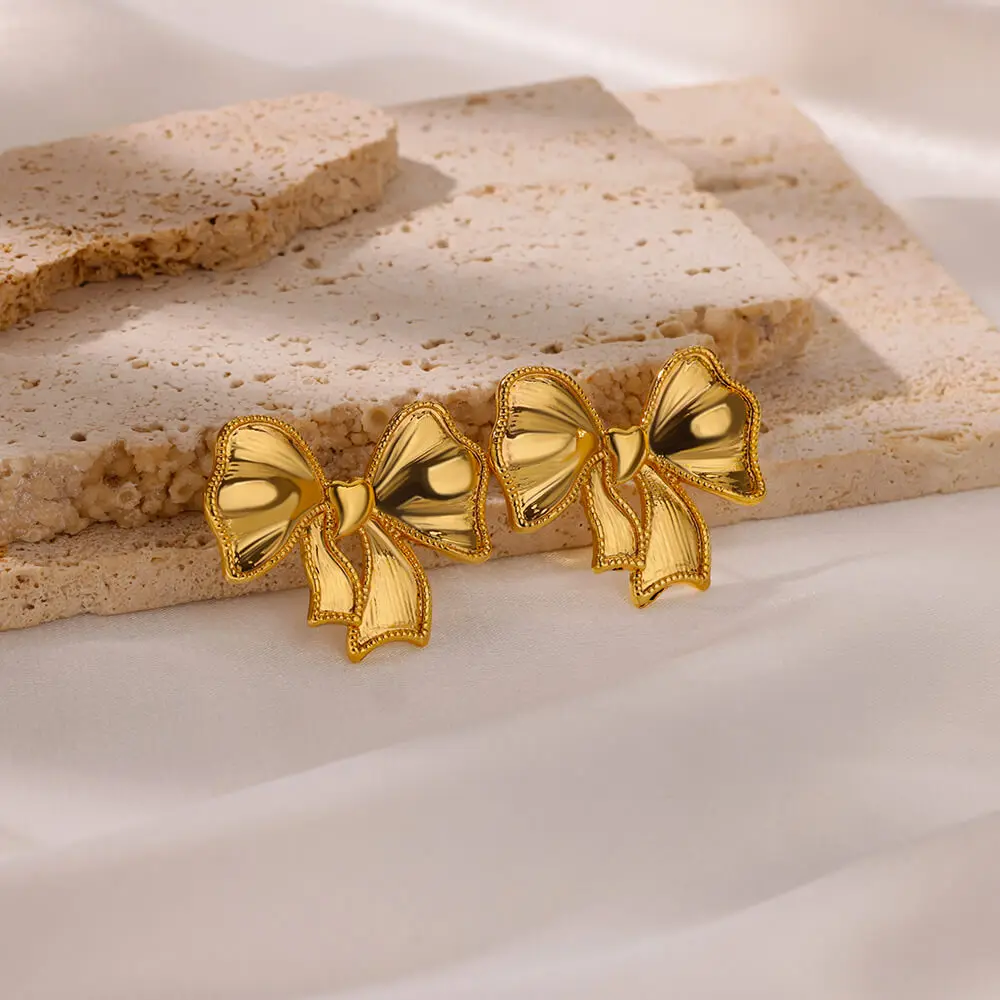 Lovely Earrings for Women Gold Stainless Steel 2024 Waterproof Ear Jewelry