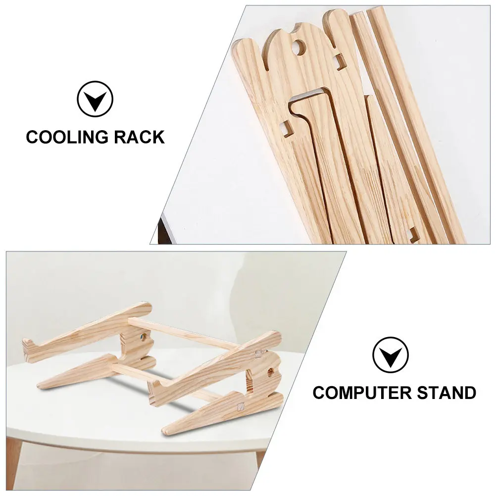 1Pcs 나무 노트북 스탠드 컴퓨터 냉각 랙 접이식 높이 조절 데스크탑 홀더 컴퓨터 스탠드 노트북 프레임워크