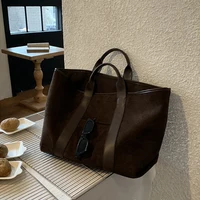 Vintage Suede Large Capacity Handbag Simple All-match Fashion Tote Bags Design Casual Top Handle Shoulder Bag For Women