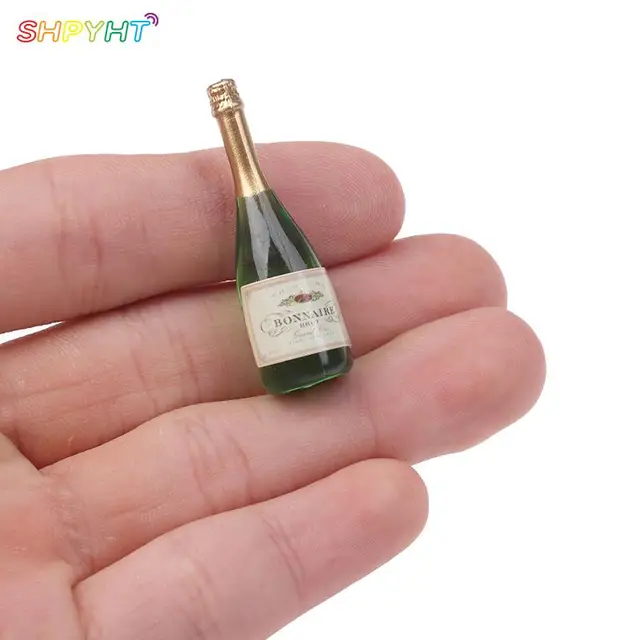 2pcs Dollhouse Miniature Vitreous Champagne Bottles Glass Liquor Bottles Mini Wine Drink For Barbies Blyth Dolls Kitchen Toy 2