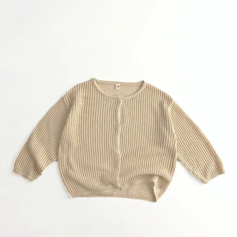 

2023 Summer New Children Long Sleeve Sunscreen Jacket Baby Boy Girl Hollow Knit Cardigan Coat Kids Toddler Breathable Clothing