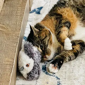 Flapping Wings Sparrow Toys Simulated Chirping Bird Cat Toy Bird Chirping Cat Toy for Indoor Cats Kitten 2