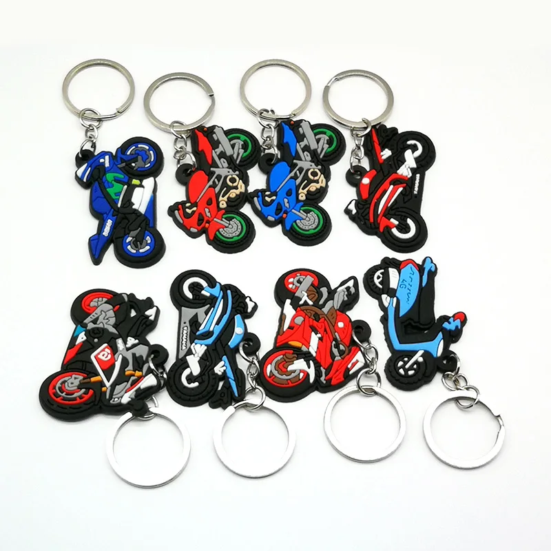50PCS PVC Keychain Cute Motorcycle Design Helmet Keyring Wholesale Custom Key Chain for Car Key Anime Accessories Kids Toys Gift