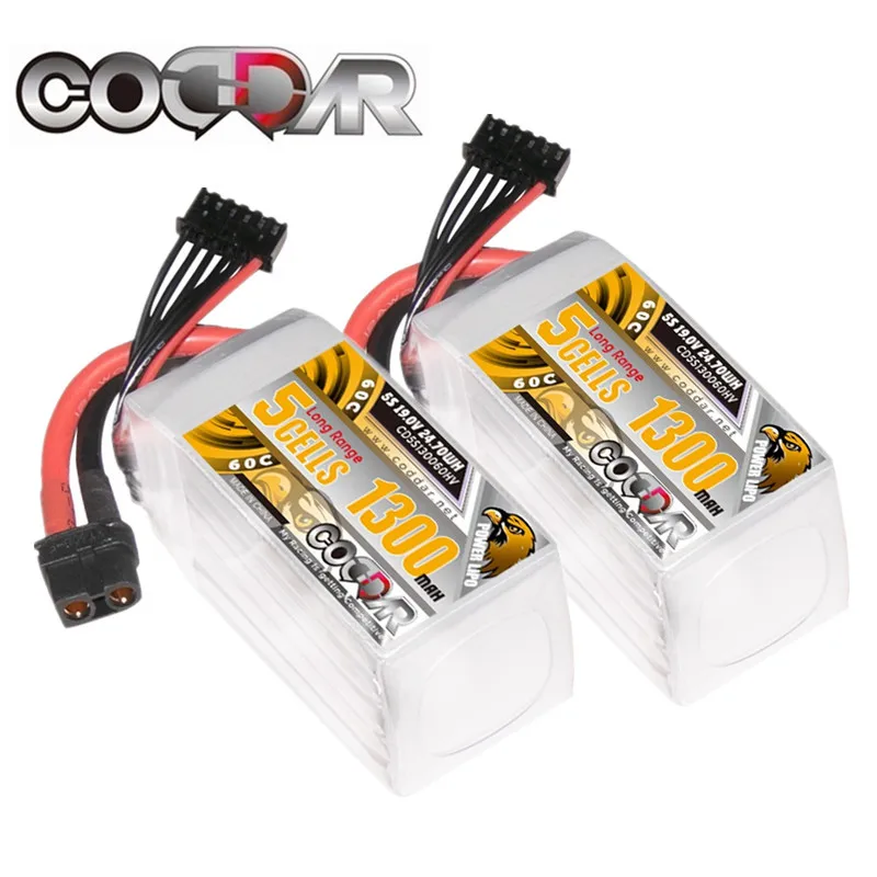 

CODDAR 5S 1300mAh LiPo Battery 60C LIHV Batteries 5S 19V For RC Drone DIY Airplane Helicopter FPV Spare Parst With XT60 Plug