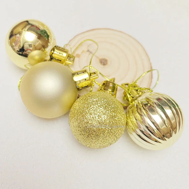 24Pcs Christmas Balls Ornament Plastic Christmas Tree Gold Red Pink Ball Pendant Hanging Decor Christmas Decoration 2024 Navidad