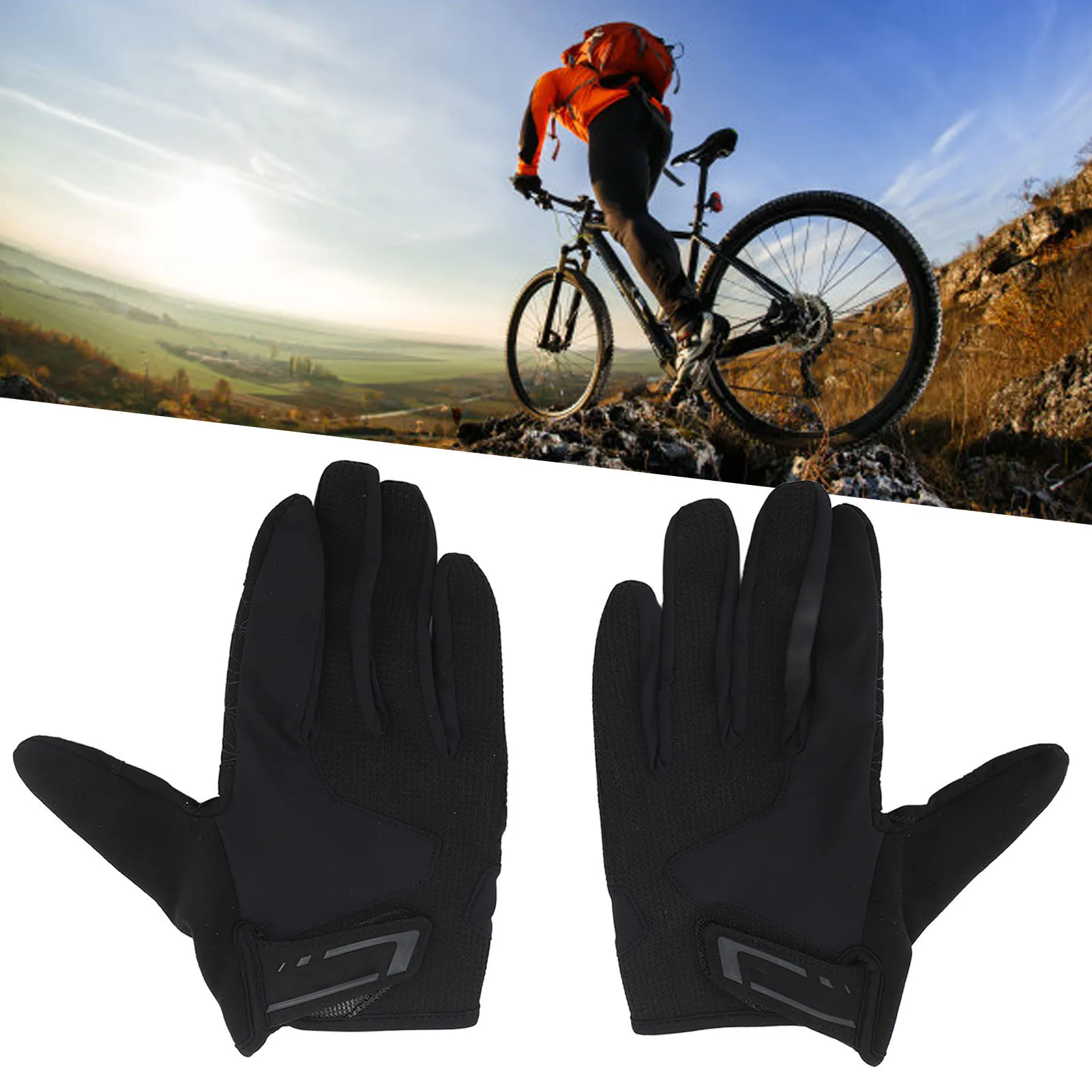

1 пара велосипедные перчатки, амортизирующие тонкие эластичные перчатки для сенсорного экрана с двумя пальцами для горного велосипеда с полотенцем
