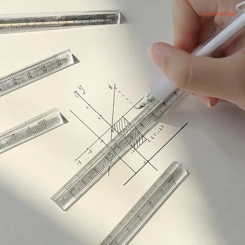 1 pc Transparent Triangular Prism Ruler Architect Scale Ruler 0-15cm Straight