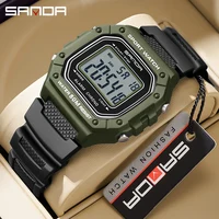 SANDA 2156 Mens Electronic Watch 50M Water Resistant Outdoor Sport Watches Luminous Square Dial Led Digital Wristwatches for Man 2