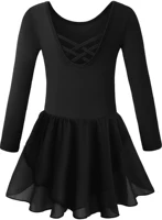 Girls Long Sleeve Leotard with Skirt Dance Dress Kid Toddler Ballet Outfit Clothes - Image 2