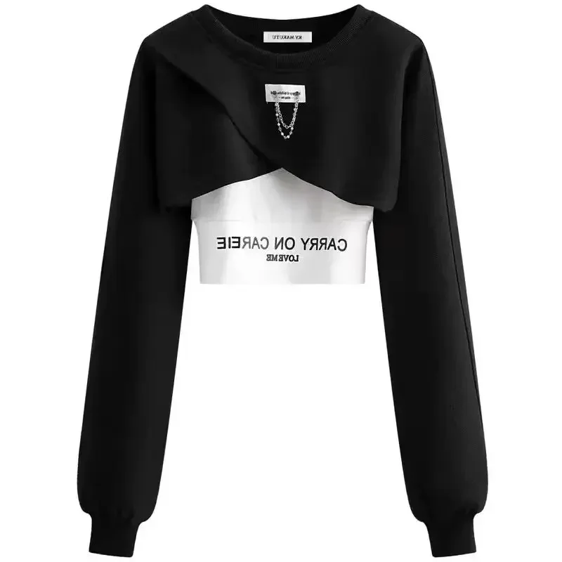 Spring and Autumn Set Women's Korean Design Long Sleeved Top+Tank Top+Ink Wide Legged Pants Three Piece Set Trendy