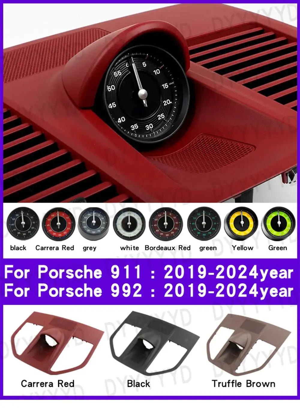 Car Stopwatch For Porsche 911 992 2019-2025 Interior Dashboard Central Clock Com
