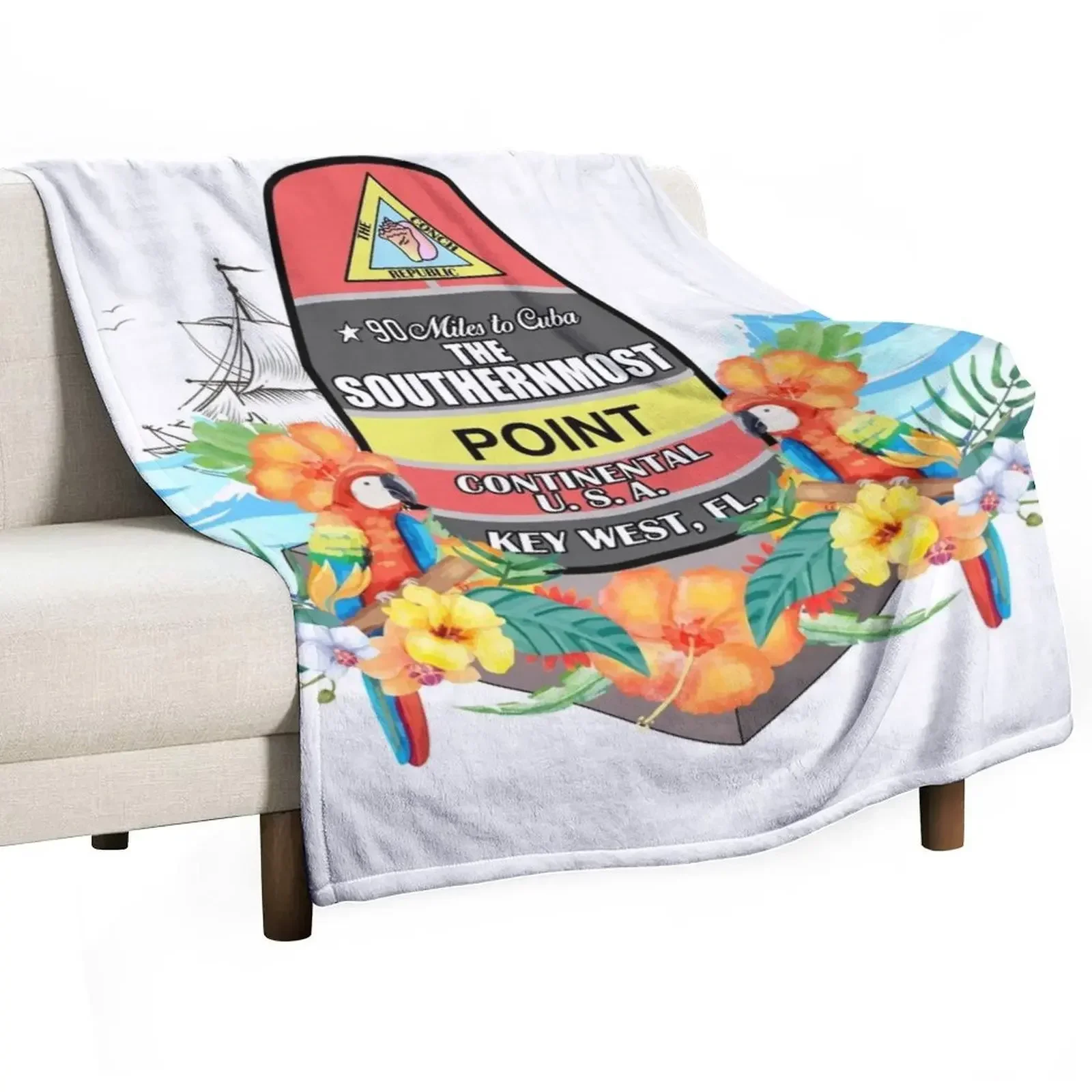 

Southernmost Point Key West Throw Blanket Sofa Quilt Decoratives Furry Blankets