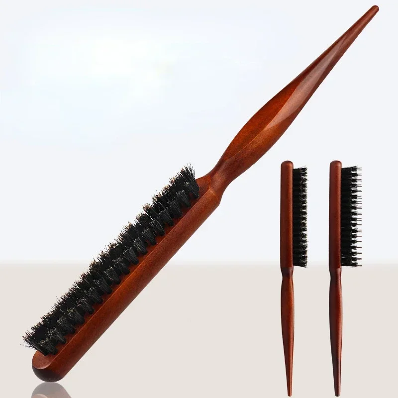 Hair Brush Professional Salon Teasing Back Boar Bristle Wood Slim Line Comb Extension Hairdressing Styling Tools DIY