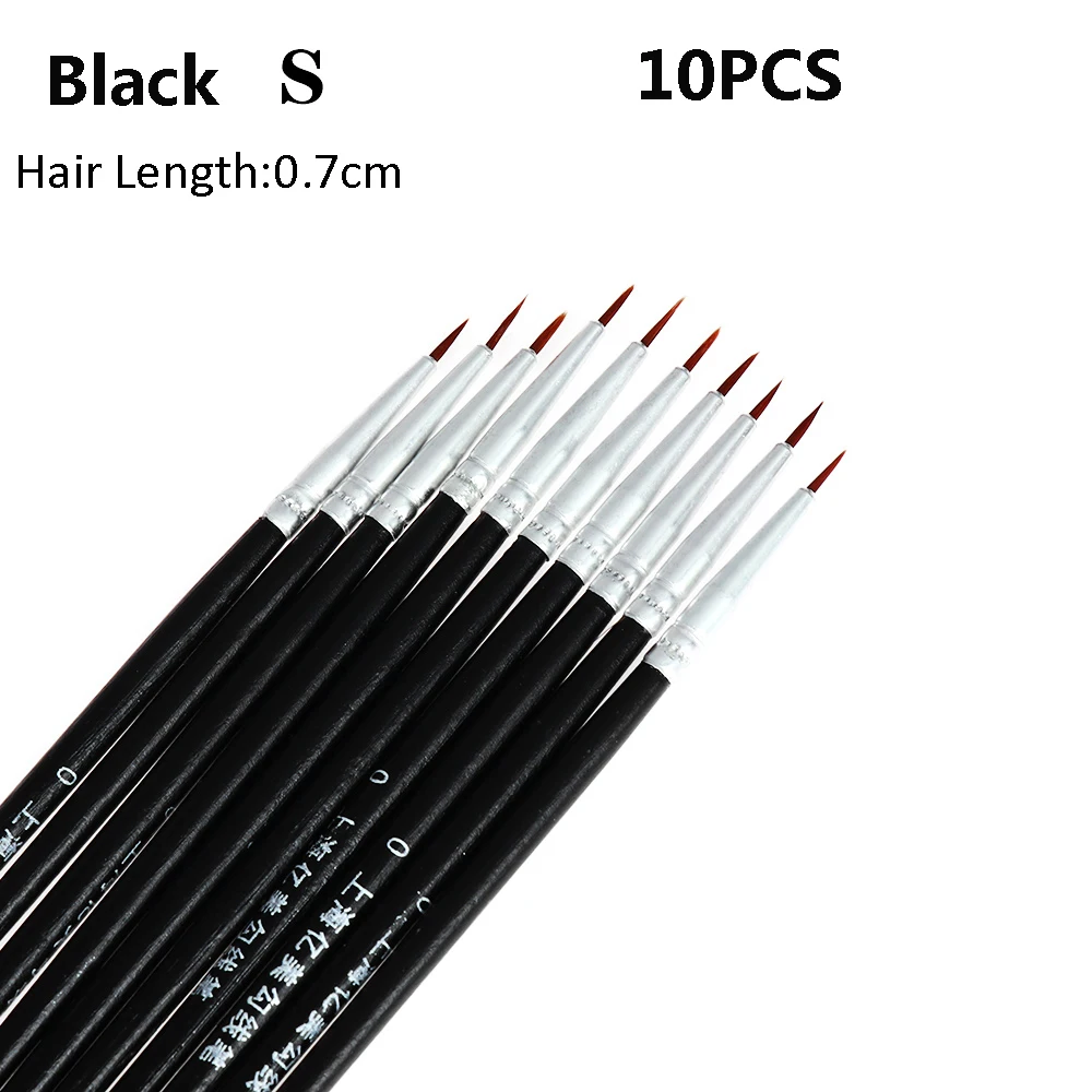 Set of 10 Nylon Fine Point Art Brushes