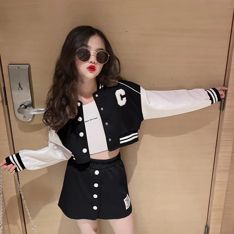 Girl's Fashion Baseball Jacket with Skirt 5