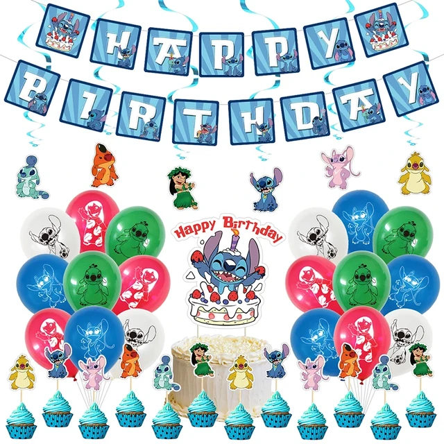 1 set Disney Lilo & Stitch Party supplies Stitch Birthday party decoration  balloon slogan Children's party decoration set - AliExpress